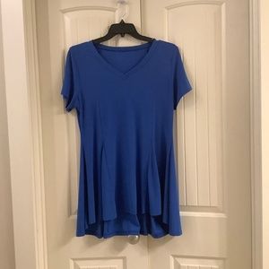 Attitudes by Renee Short Sleeve Polyester Blue Tunic Top, size Large